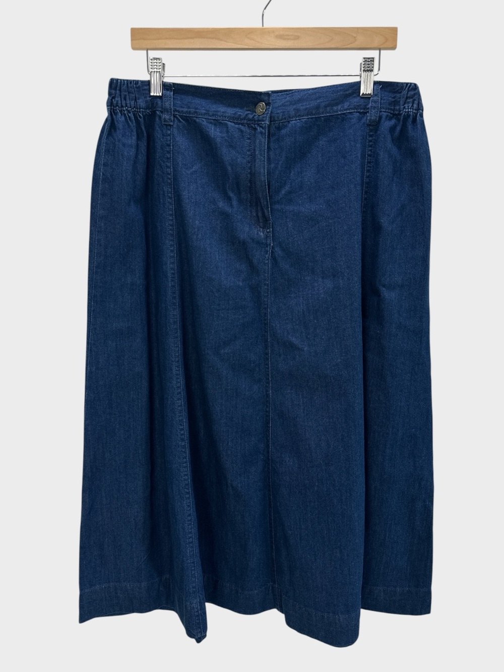 Roamans Cotton Denim Full A-Line Maxi Skirt Side Elastic Waist Modest Petite 14W